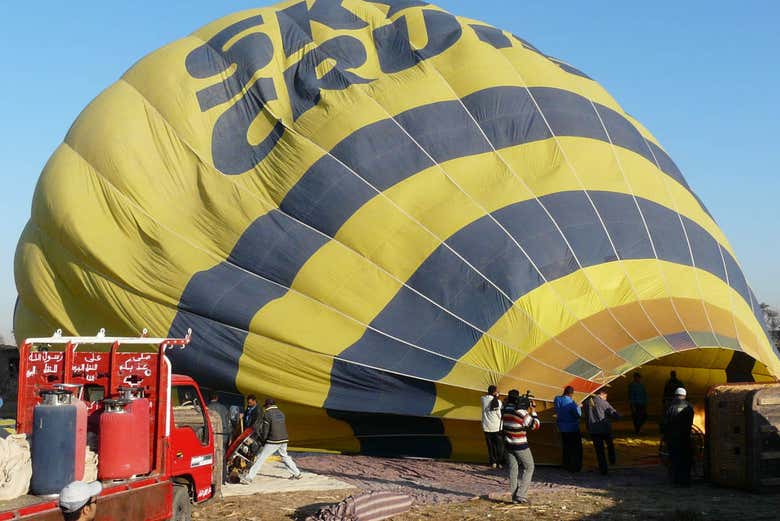 A ponto de levantar voo no balão